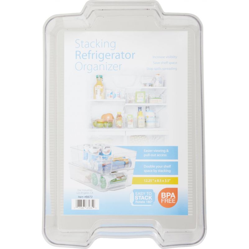 Dial Industries Stacking Refrigerator Organizer 8.5 In. W. X 3.75 In. H. X 12.5 In. D., Clear