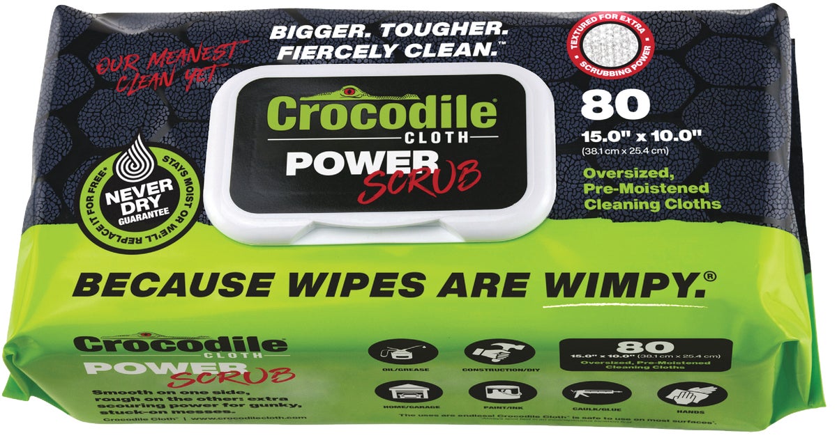 Crocodile Cloth 6500-080 Power Scrub, 80 Count Huge Cloths