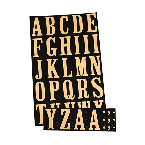Hy-Ko Mylar Letters, Gold on Black, 2 - 54 count