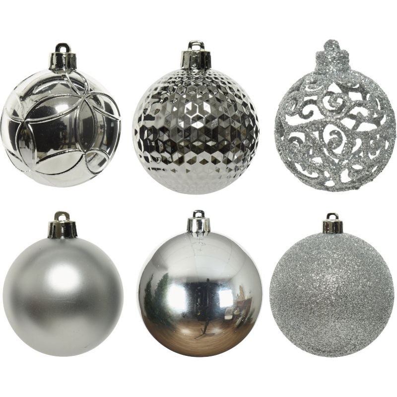 Decoris Shatterproof Bauble Christmas Ornament Silver