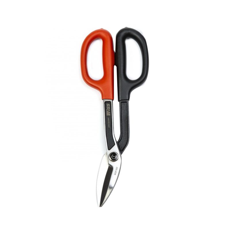 Crescent Wiss WDF10O Tinner Snip, 11-1/4 in OAL, 2 in L Cut, Long, Straight Cut, Steel Blade, Black/Rawhide Handle