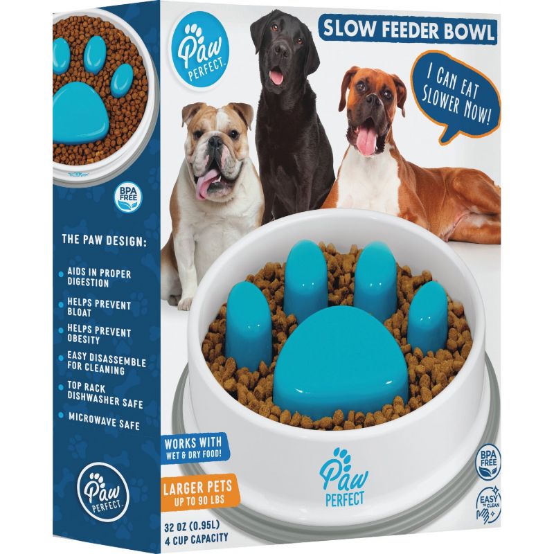 Bell+Howell Paw Perfect Slow Feeder Pet Bowl 32 Oz., White