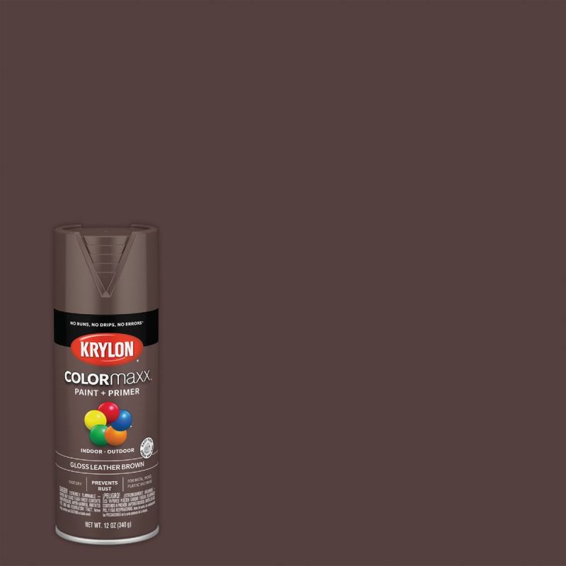 Krylon ColorMaxx Spray Paint + Primer Leather Brown, 12 Oz.