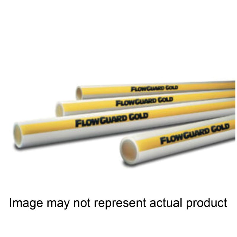 Cresline FlowGuard Gold Series 44905 Pipe, 1/2 in, 10 ft L, Solvent Weld, CPVC, Tan/Yellow Tan/Yellow