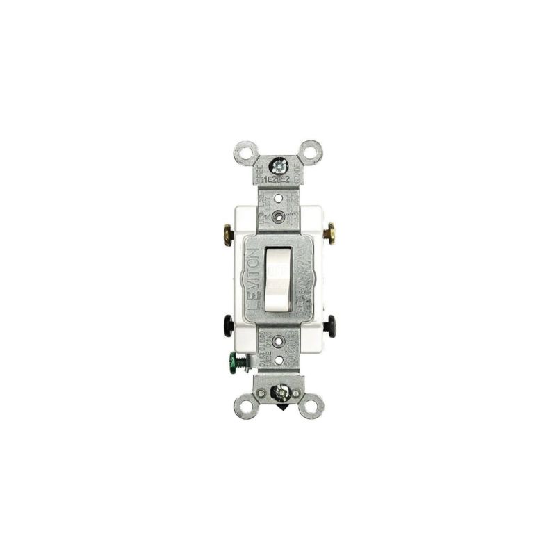 Leviton CS215-2W Switch, 15 A, 120/277 V, Lead Wire Terminal, NEMA WD-1, WD-6, Thermoplastic Housing Material White