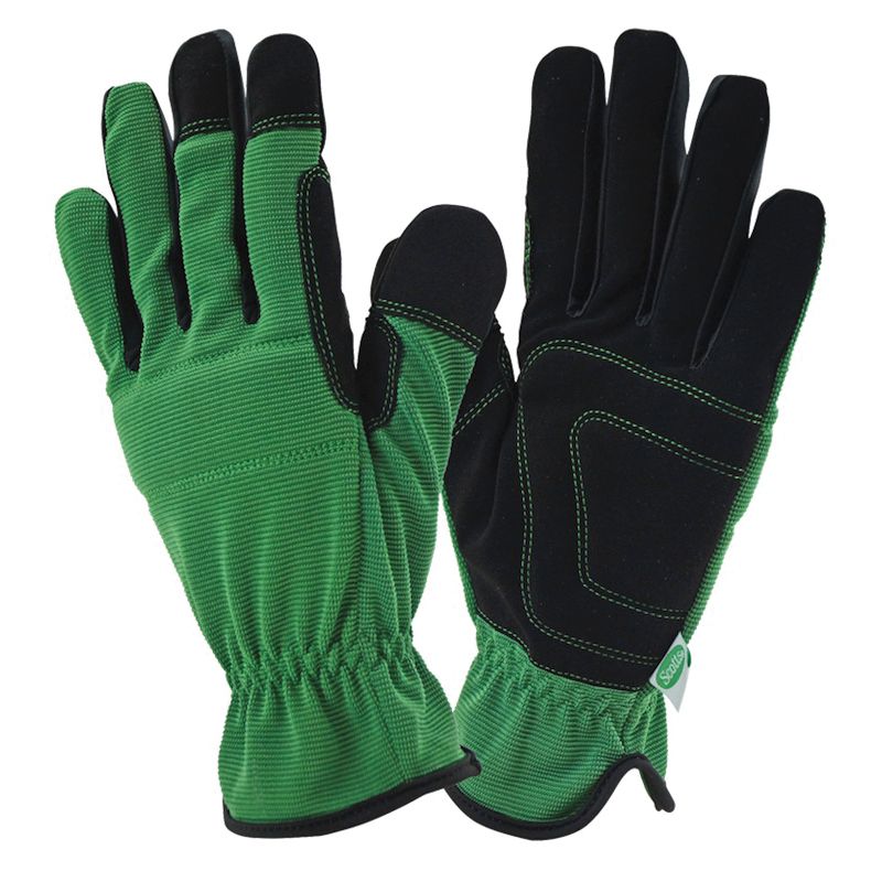 Scotts SC86157GR-L Breathable, High-Dexterity, Slip-On Padded Knuckle Work Gloves, Unisex, L, Reinforced Thumb, Green L, Green