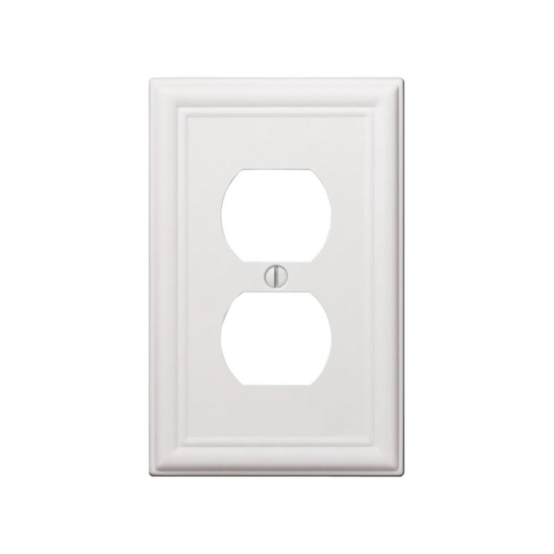 Amerelle 149DW Receptacle Wallplate, 5 in L, 2-7/8 in W, 1 -Gang, Steel, White, Screw Mounting White (Pack of 4)