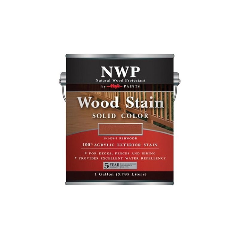 Majic Paints 8-1434-1 Wood Stain, Redwood, Liquid, 1 gal, Can Redwood