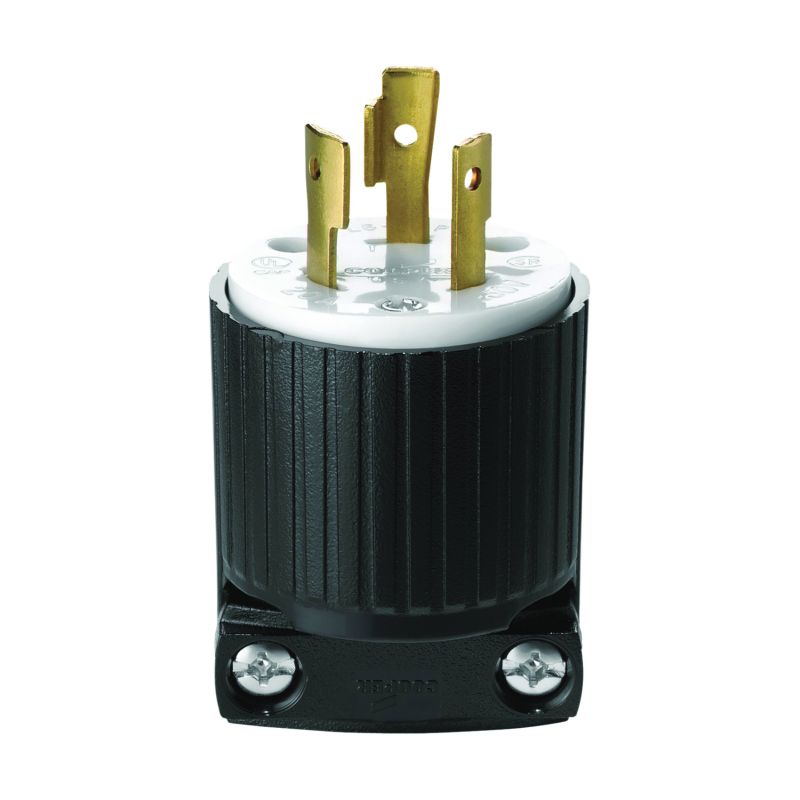 Eaton Cooper Wiring L620P Electrical Plug, 2 -Pole, 20 A, 250 V, NEMA: NEMA L6-20, Black/White Black/White