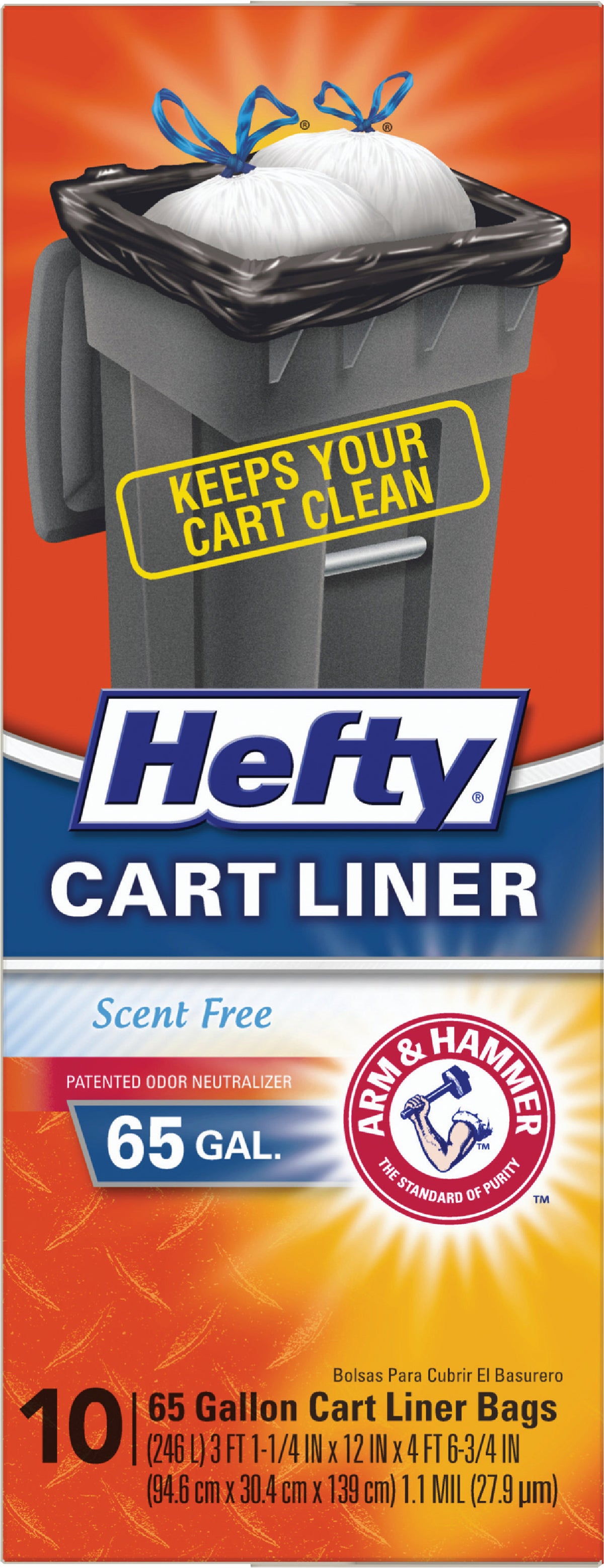 Hefty 65 Gal 10 Count Cart/Trash Can Liner 4 pk 