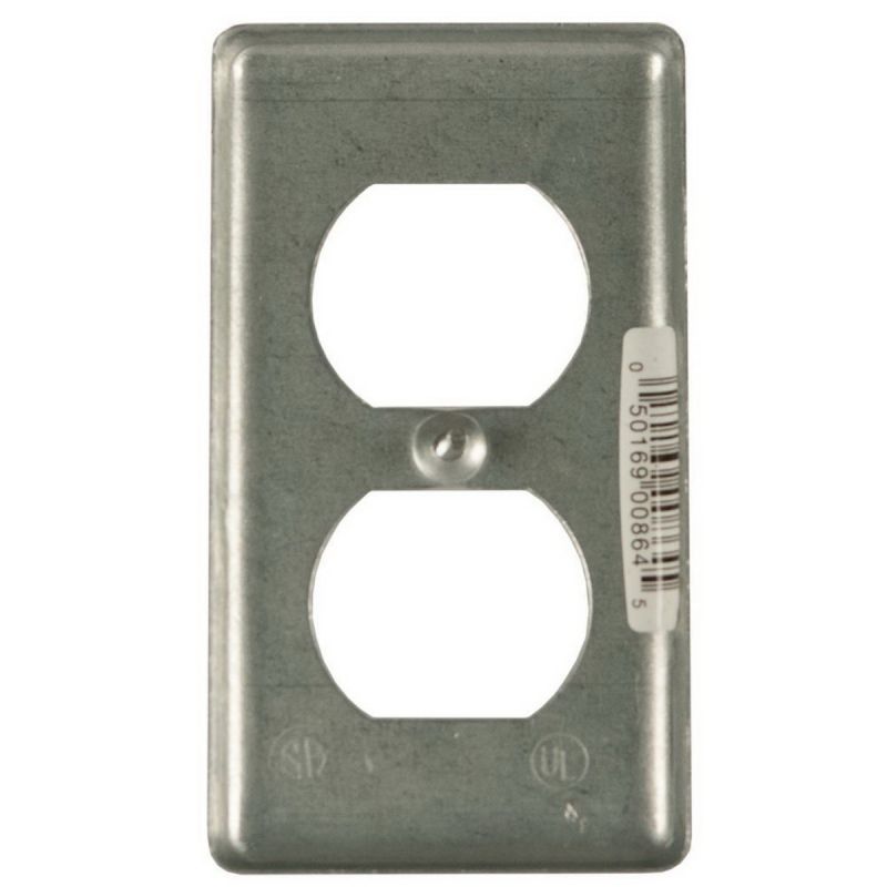 Raco 864 Handy Box Cover, 0.22 in L, 2.313 in W, Rectangular, 1-Gang, Steel, Gray, Galvanized Gray