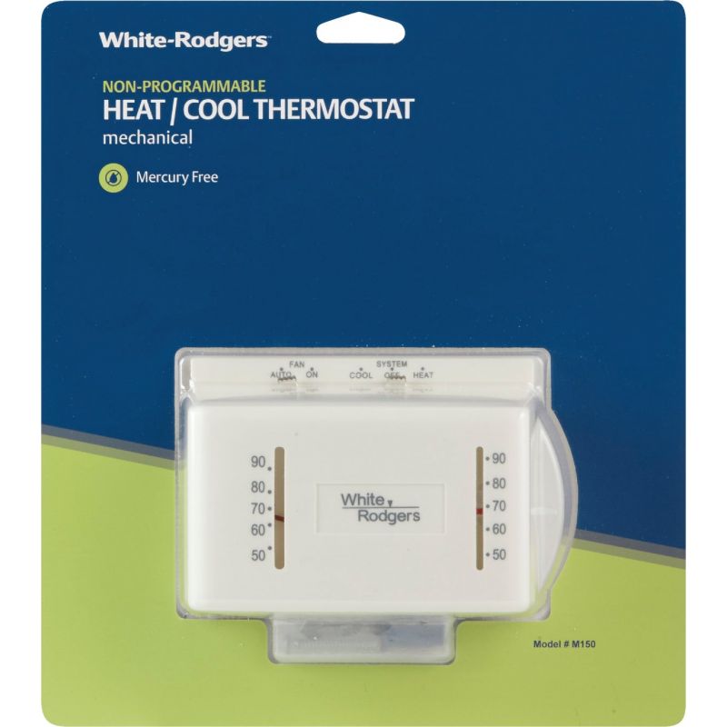 White Rodgers Heating and Cooling Mechanical Thermostat Off-White