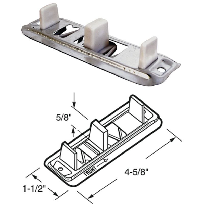 Prime-Line Adjustable Steel Base Bypass Door Bottom Guide White