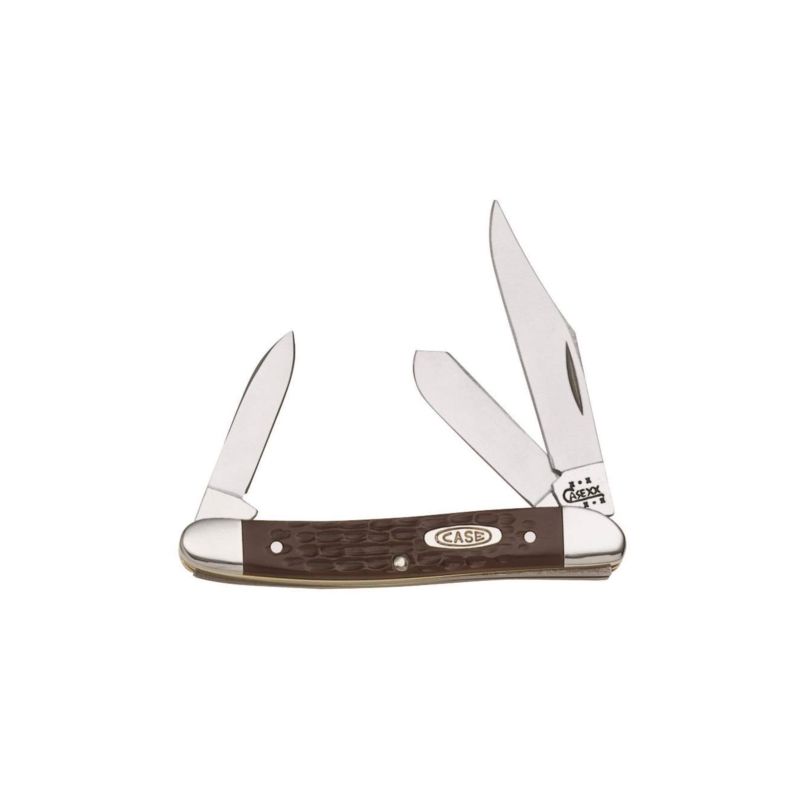 CASE 00217 Folding Pocket Knife, 2-1/2 in Clip, 1.67 in Spey, 1.52 in Pen L Blade, 3-Blade, Brown Handle 2-1/2 In Clip, 1.67 In Spey, 1.52 In Pen