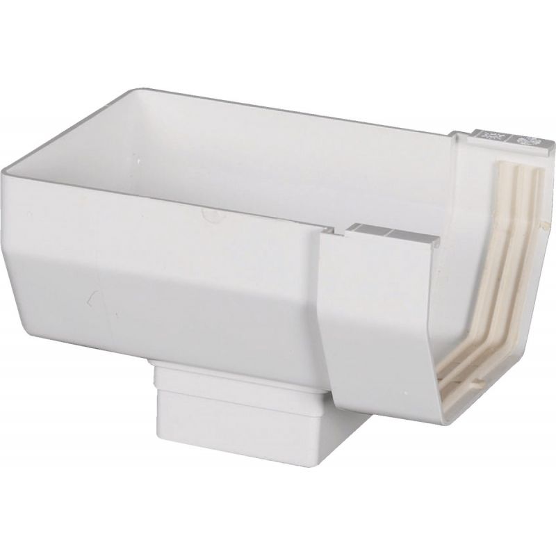 Amerimax Contemporary Vinyl Gutter End with Drop Outlet White