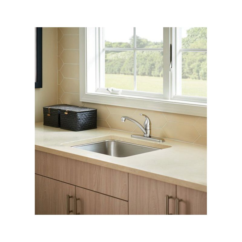 Moen Adler Series 87603 Kitchen Faucet, 1.5 gpm, 3-Faucet Hole, Brass/Metal, Chrome Plated, Deck Mounting, Lever Handle