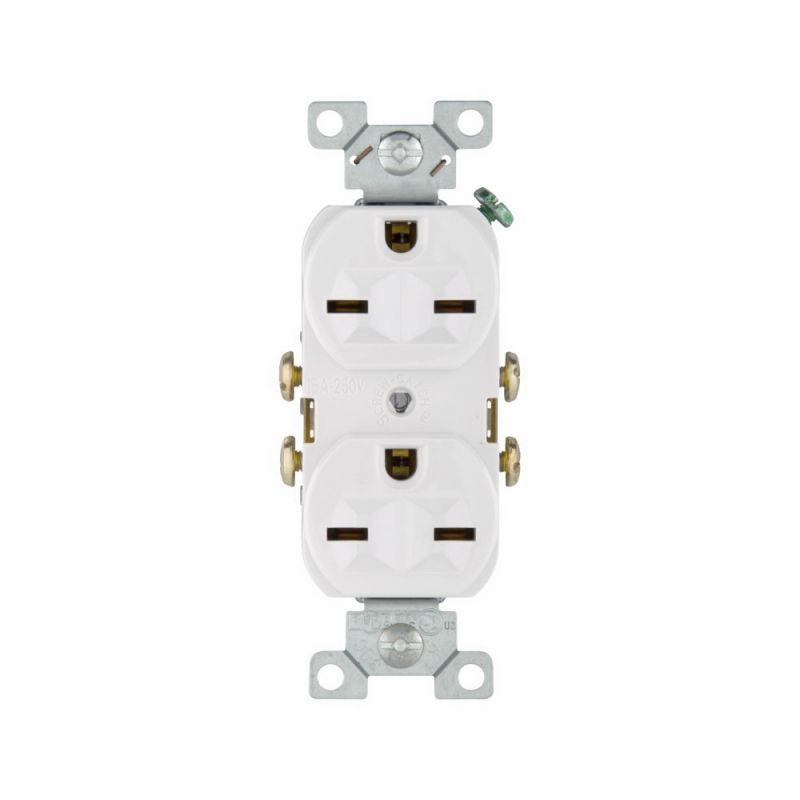 Eaton 826W-BOX Duplex Receptacle Wallplate, 2-Pole, 20 A, 250 V, NEMA: 6-15R, White White