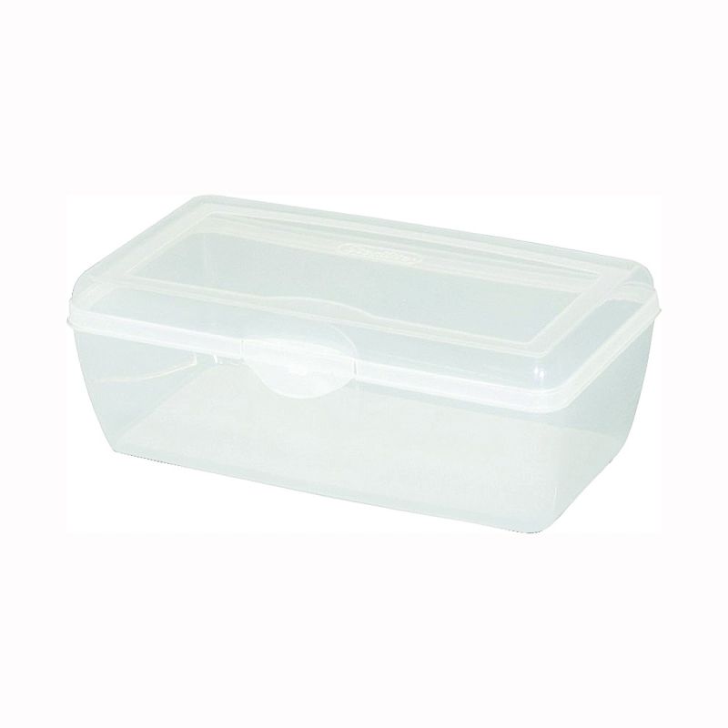 Sterilite 18058606 Storage Box, Plastic, Clear, 13-1/8 in L, 7-5/8 in W, 4-1/2 in H 6 Qt, Clear