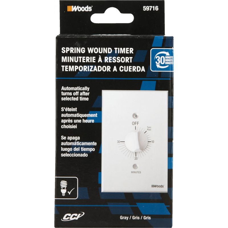 Woods Spring Wound Timer Gray, Multi