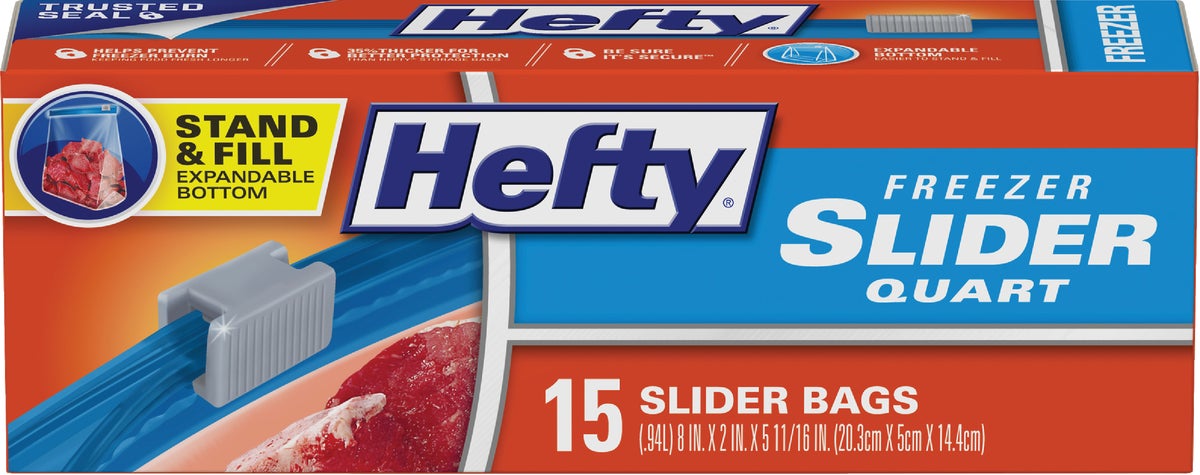 Hefty 1 Qt. Slider Freezer Bag Stand and Fill Expandable Bottom