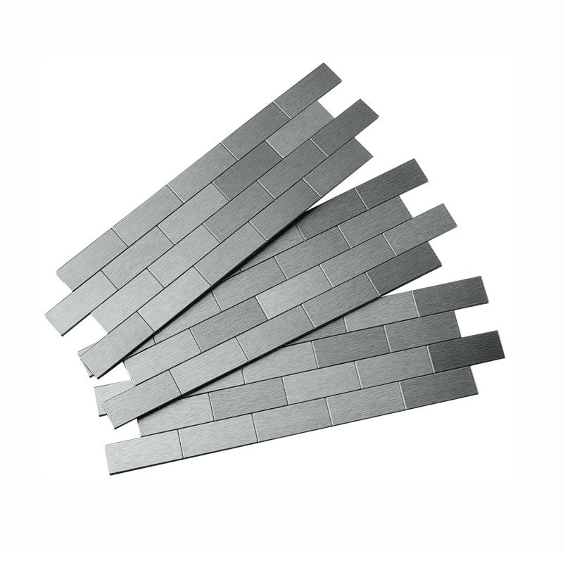 Aspect F9550 Wall Tile, 6 in L, 14 in W, 3/4 in Thick, Aluminum/Polymer, Brushed Stainless Steel