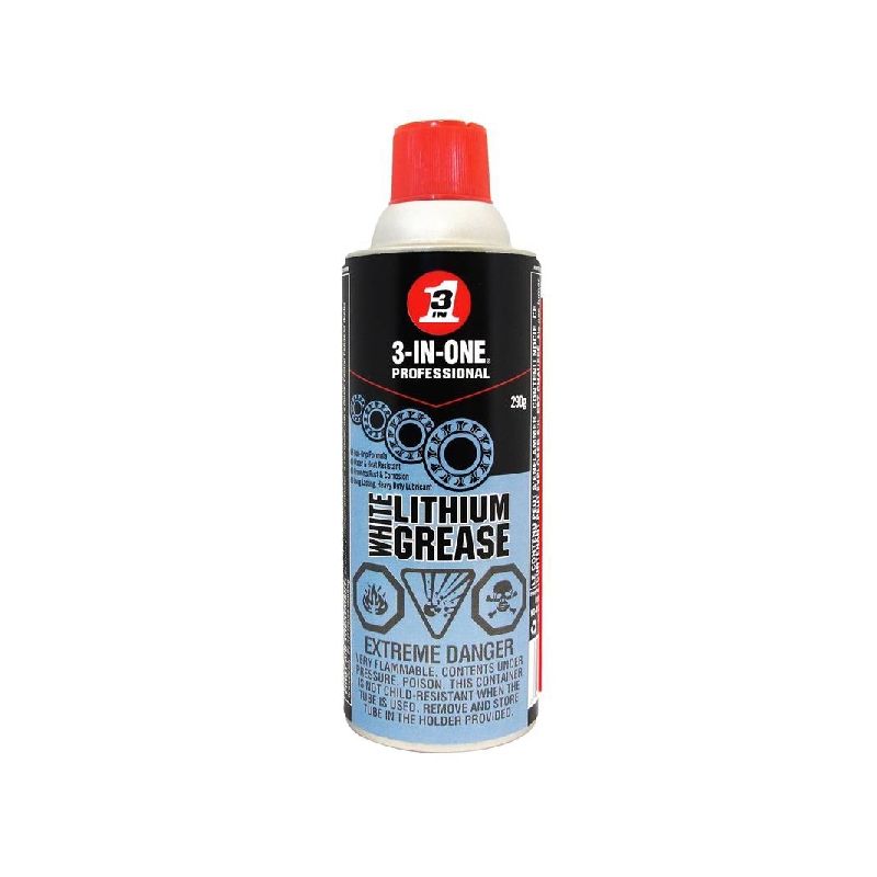 3-In-One 01142 Lithium Grease, 290 g, Aerosol Can, White White