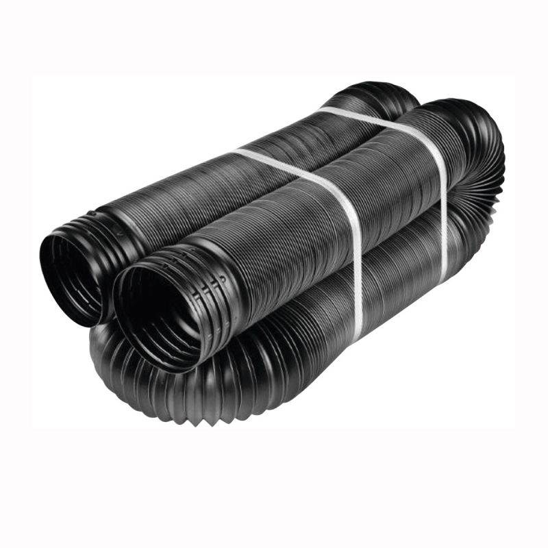 Amerimax 51110 Drain Pipe Tubing, 4 in, PVC, Black, 25 ft L Black