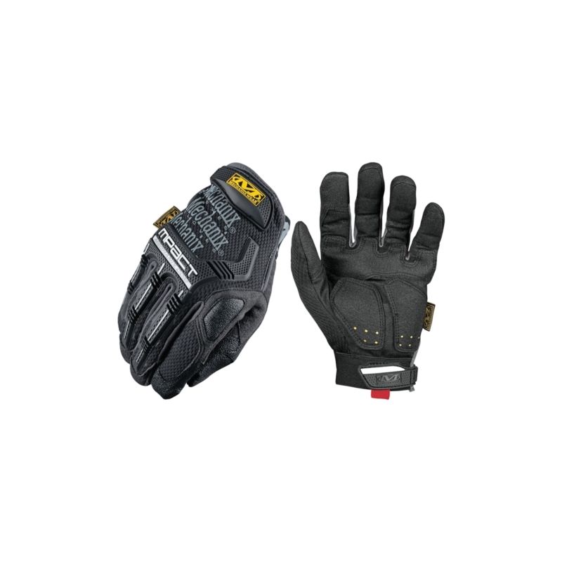 Mechanix Wear M-Pact Series MPT-58-011 Work Gloves, Men&#039;s, XL, 11 in L, Reinforced Thumb, Hook-and-Loop Cuff, Black/Gray XL, Black/Gray