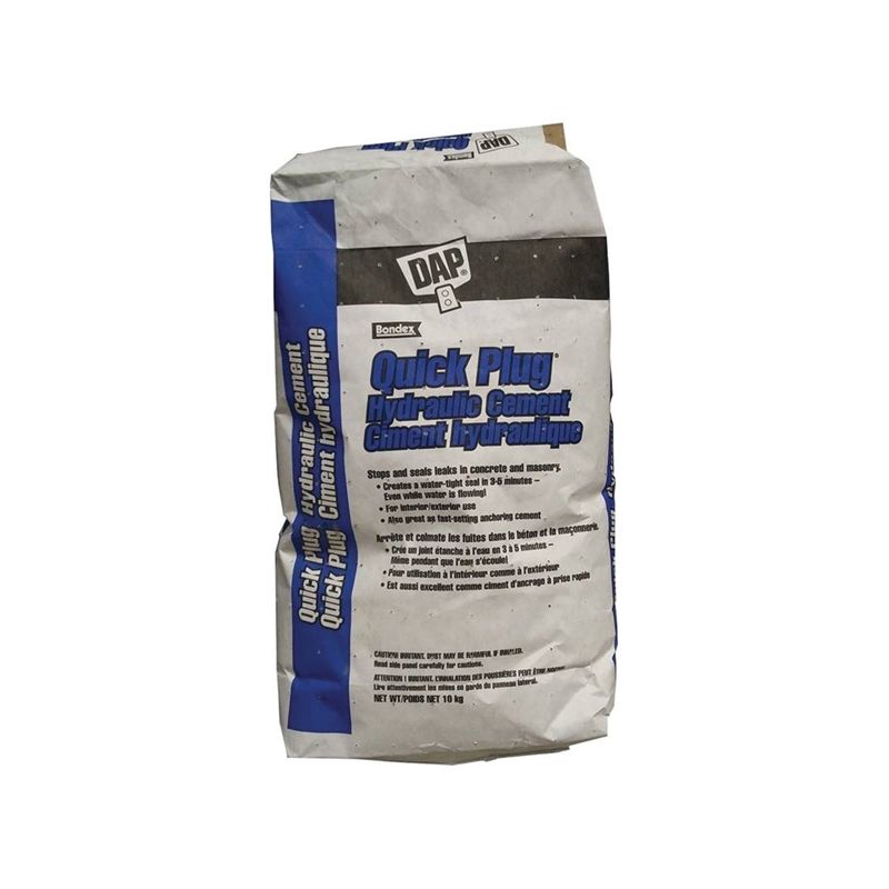 DAP Quick Plug 10080 Hydraulic and Anchoring Cement, Powder, Gray, 28 days Curing, 10 kg Pail Gray