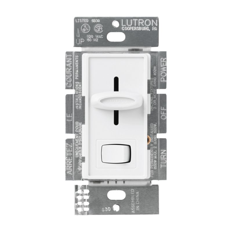 Lutron Skylark SFSQ-LFH-WH Fan/Light Control Switch, 1.5 A, 120 V, White White
