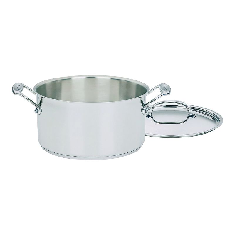 Cuisinart 744-24 Stock Pot with Lid, 6 qt Capacity, Aluminum/Stainless Steel, Polished Mirror 6 Qt