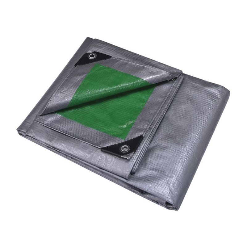 ProSource T1620GS140 Tarpaulin, 20 ft L, 16 ft W, 8 mil Thick, Polyethylene, Green/Silver Green/Silver