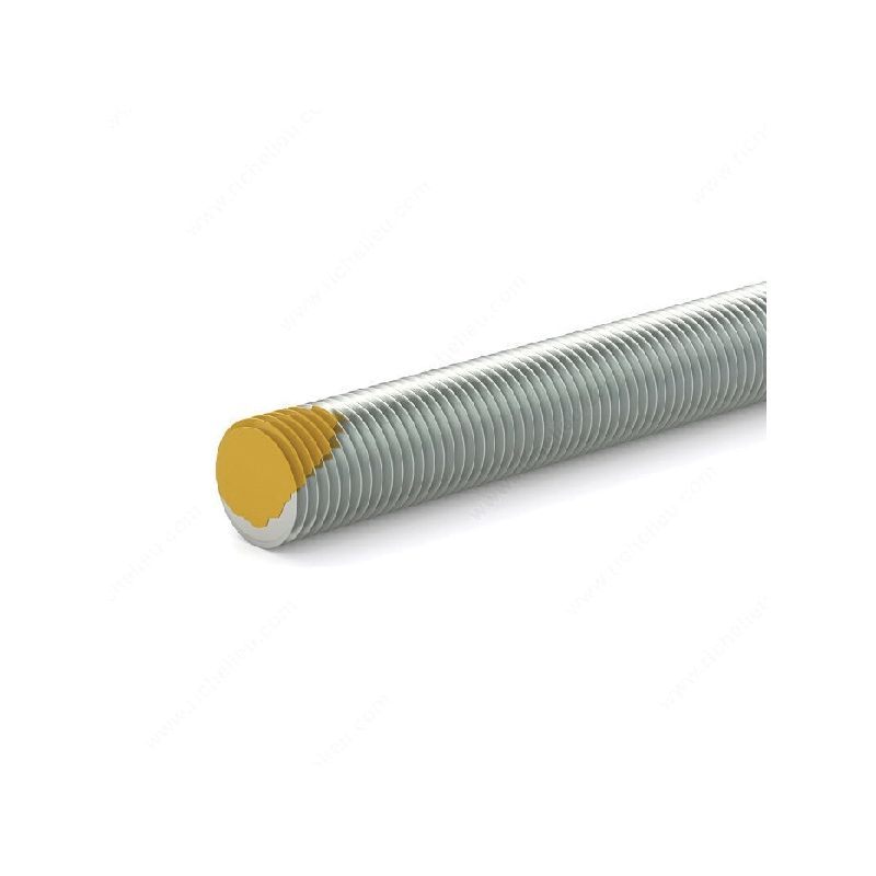 Reliable TRZ3812 Threaded Rod, 3/8-16 Thread, 12 in L, A Grade, Zinc, Yellow, Machine Thread