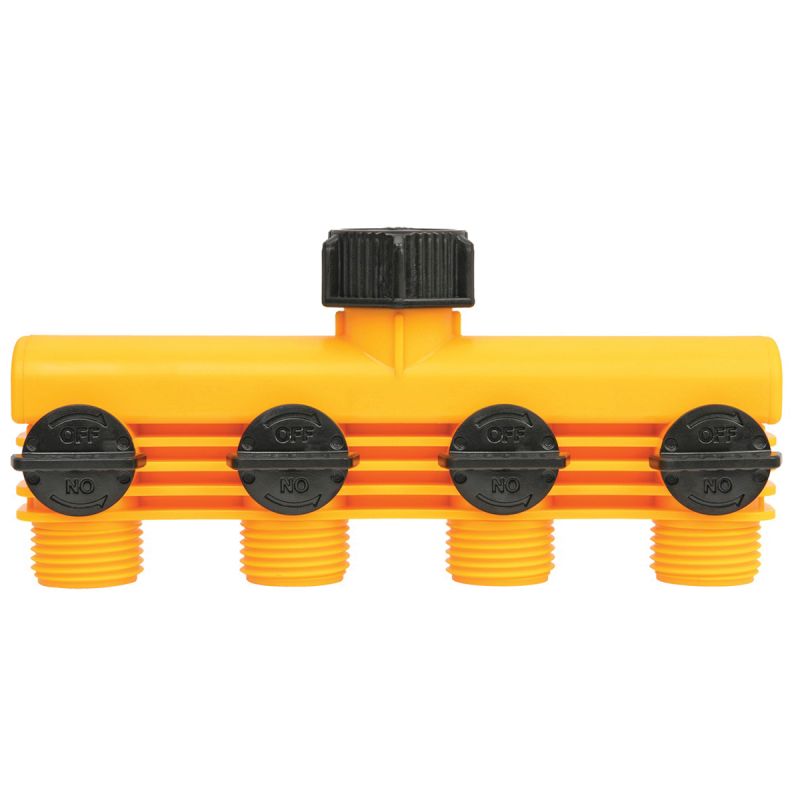 Landscapers Select YM20820 Tap Manifold Connector, 4 Way, Black/Yellow Black/Yellow