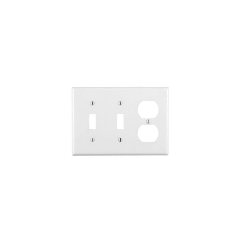 Leviton 88021 Combination Wallplate, 4-1/2 in L, 6-3/8 in W, 3 -Gang, Thermoset Plastic, White, Smooth White