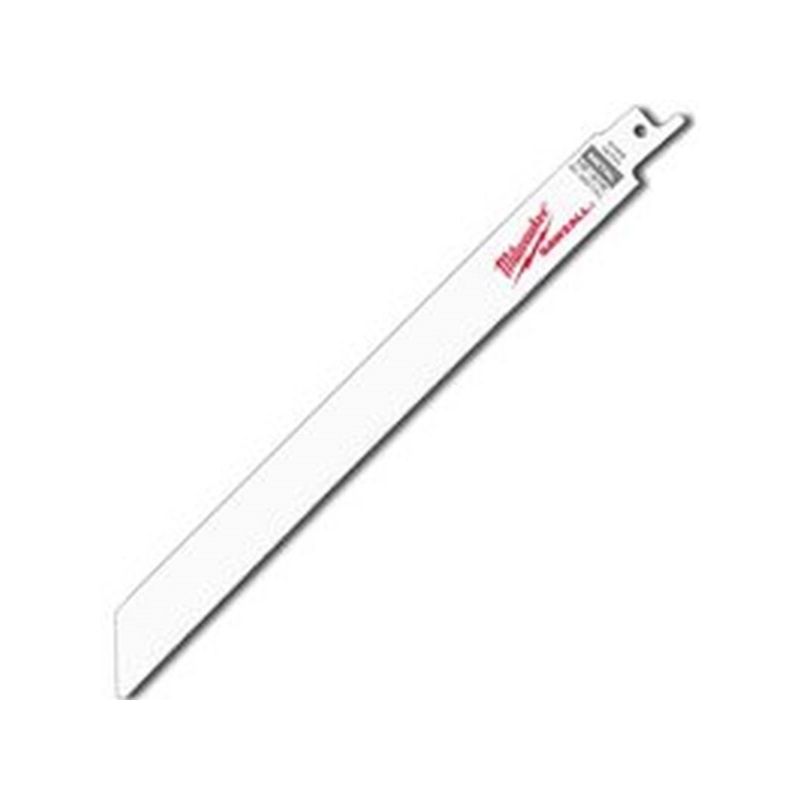 Milwaukee 48-01-7188 Reciprocating Saw Blade, 3/4 in W, 9 in L, 9 TPI, HSS Cutting Edge White