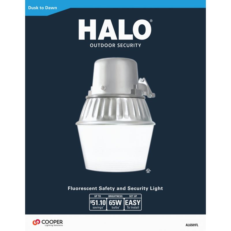 Halo Fluorescent Outdoor Area Light Fixture 9.5 In. W. X 12.9 In. H. X 12.5 In. D., Metallic