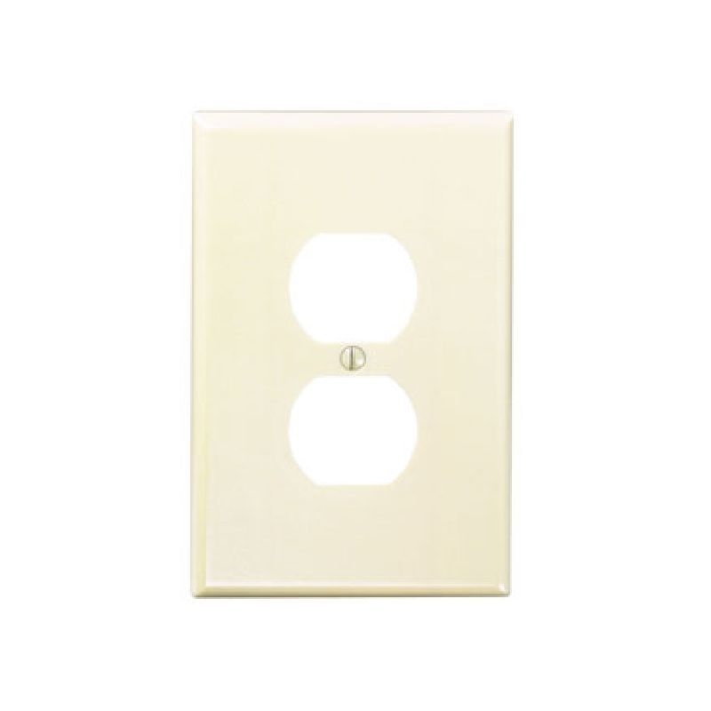 Leviton 86103 Wallplate, 3-1/2 in L, 5-1/4 in W, 1 -Gang, Thermoset Plastic, Ivory, Smooth Ivory