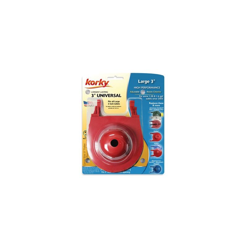 Korky 3060FR Premium Flapper, Specifications: Universal Type, Rubber, Red Red