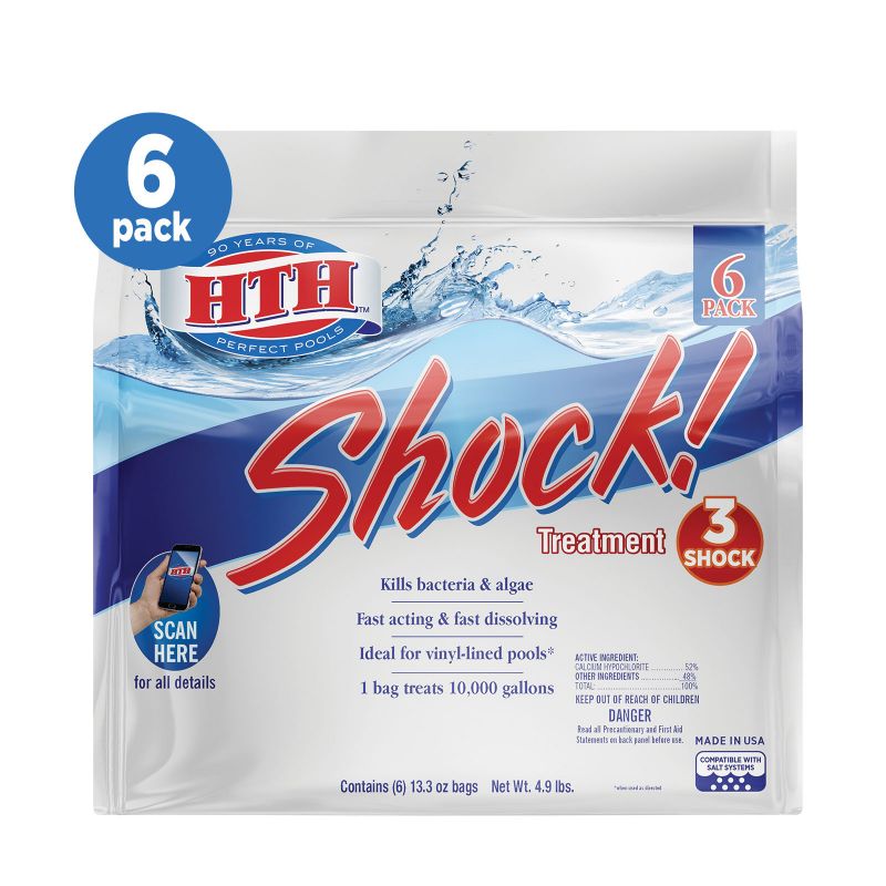 HTH 52015 Pool Shock, 13.3 oz Bag, Granular, Chlorine, White White