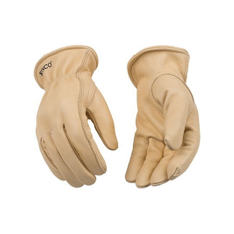 Kinco 98-M Driver&#039;s Gloves, Men&#039;s, M, Keystone Thumb, Shirred Elastic Cuff, Cowhide Leather, Tan M, Tan