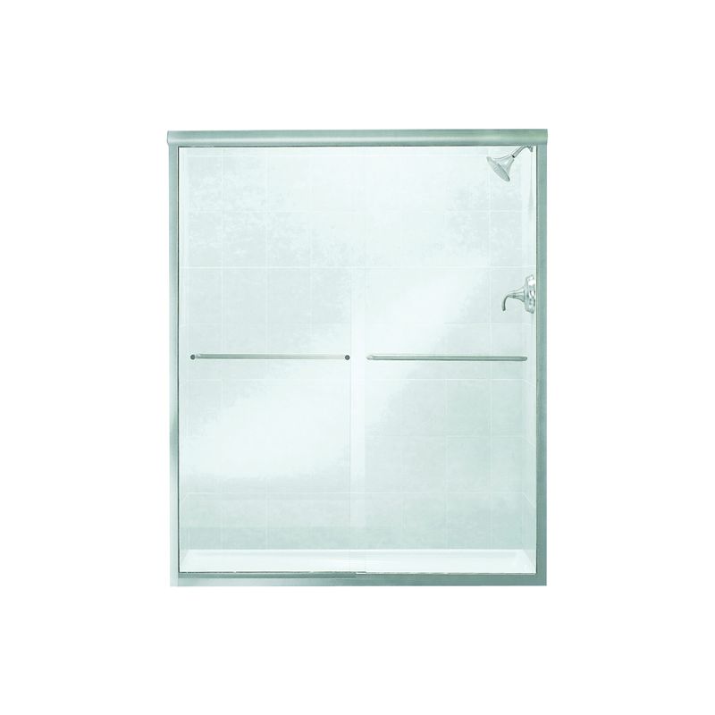 Sterling 5475-59S-G05 Shower Door, Clear Glass, Tempered Glass, Frameless Frame, Aluminum Frame, Stainless Steel