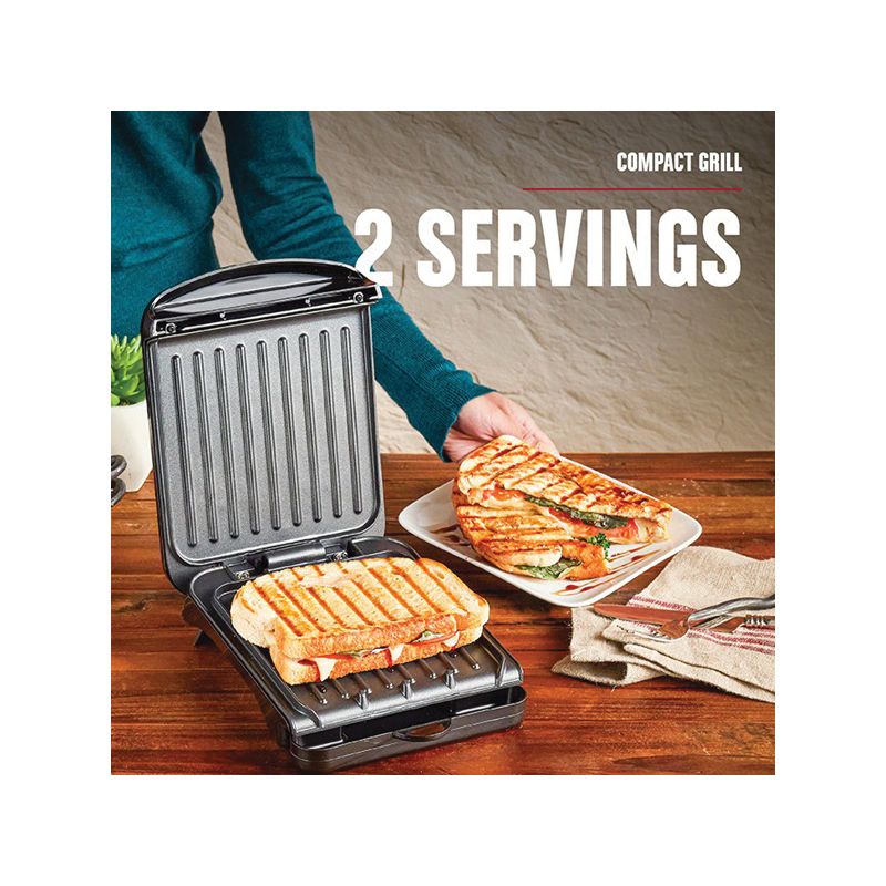 George Foreman GR10B 2-Serving Classic Plate Electric Indoor Grill and  Panini Press, Black