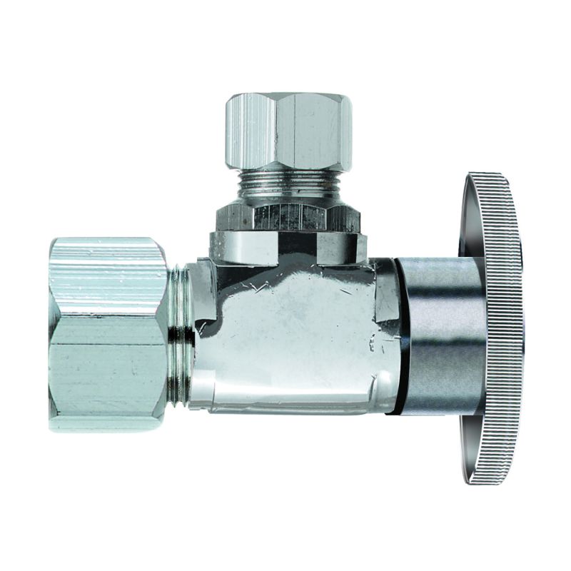 Plumb Pak PP61PCLF Shut-Off Valve, 1/2 x 3/8 in Connection, Compression, Brass Body