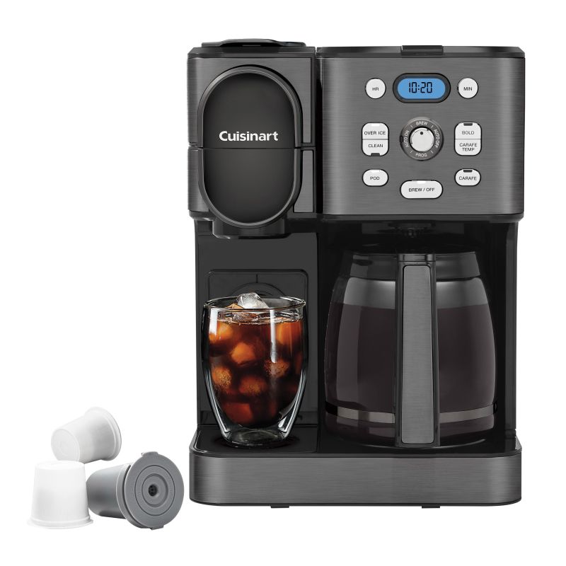 Cuisinart Coffee Center SS-16BKS 2-in-1 Coffeemaker, 12 Cups Capacity, 1200 W, Plastic, Black/Stainless Steel 12 Cups, Black/Stainless Steel