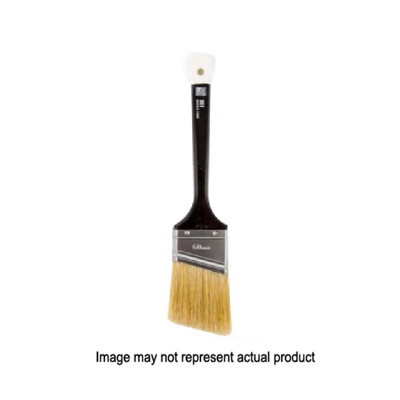NOUR 351-30N Angular Paint Brush, 1.2 in W, 2-1/4 in L Bristle, Natural White Bristle, Sash Handle White