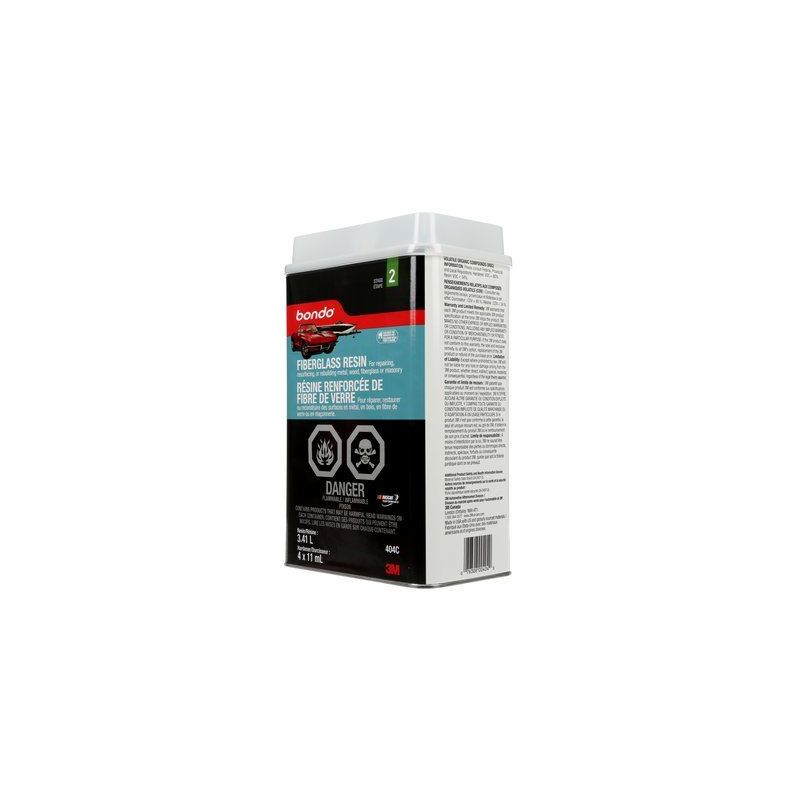 Bondo 404C Fiberglass Resin, 3 qt Can, Liquid, Pungent Organic Light Straw