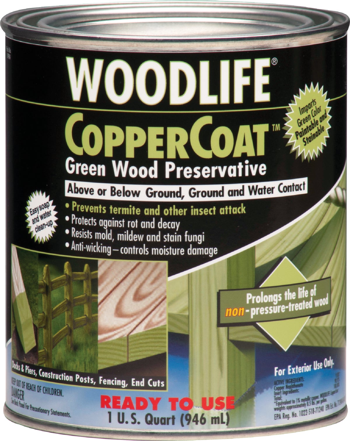 Buy Rust-Oleum Woodlife CopperCoat Green Wood Preservative Transparent  Green, Paintable & Stainable, 1 Qt.