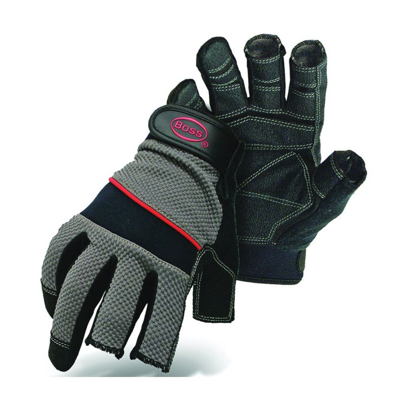 Boss 5201M Carpenter Gloves, M, Shortened Thumb, Wrist Strap Cuff, PVC M