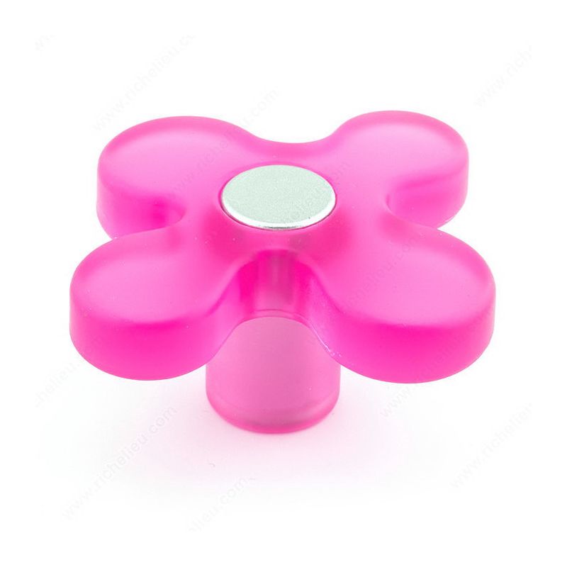 Richelieu BP1225034411 Cabinet Knob, 1-1/32 in Projection, Plastic 1-11/16 In L X 1-11/16 In W, Fuchsia, Eclectic